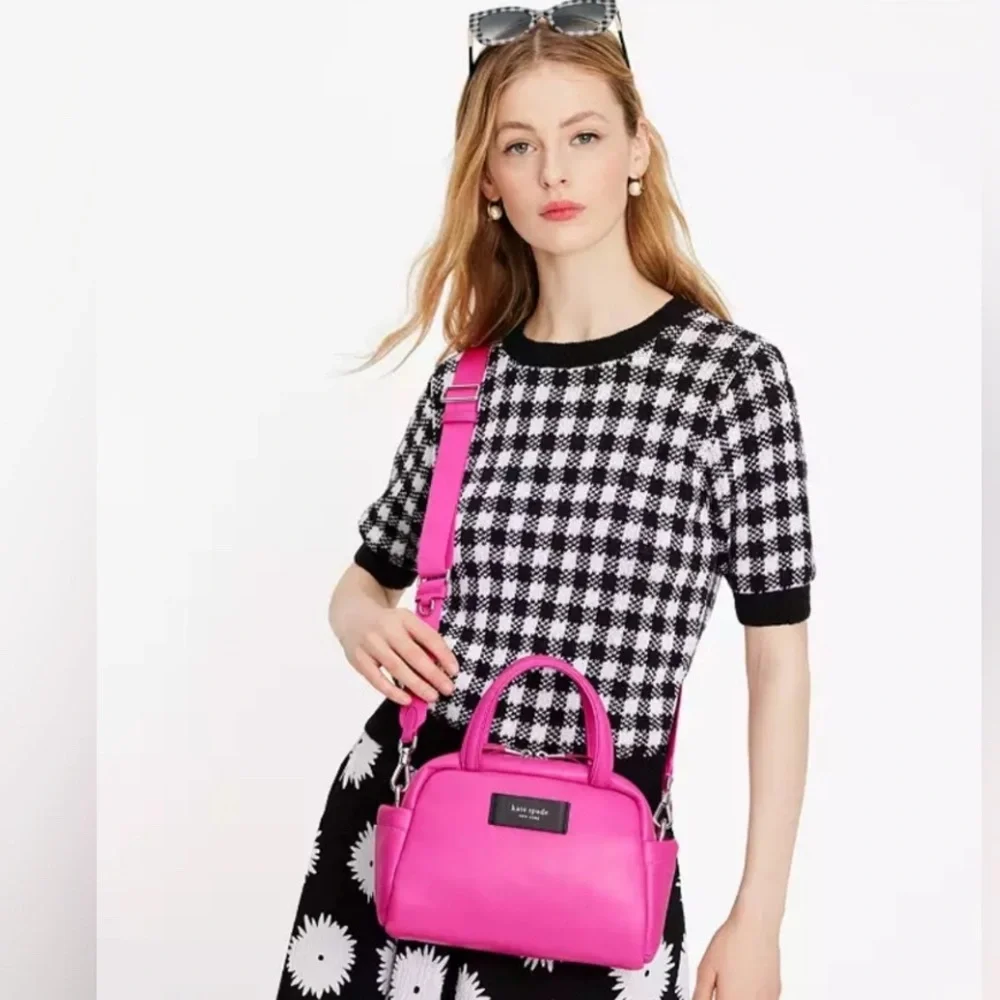 NWT Kate Spade Pink Puffy Smooth Leather Crossbody Sachel
